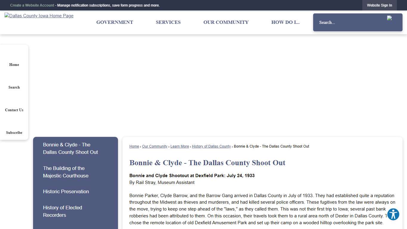 Bonnie & Clyde - The Dallas County Shoot Out Dallas County, IA